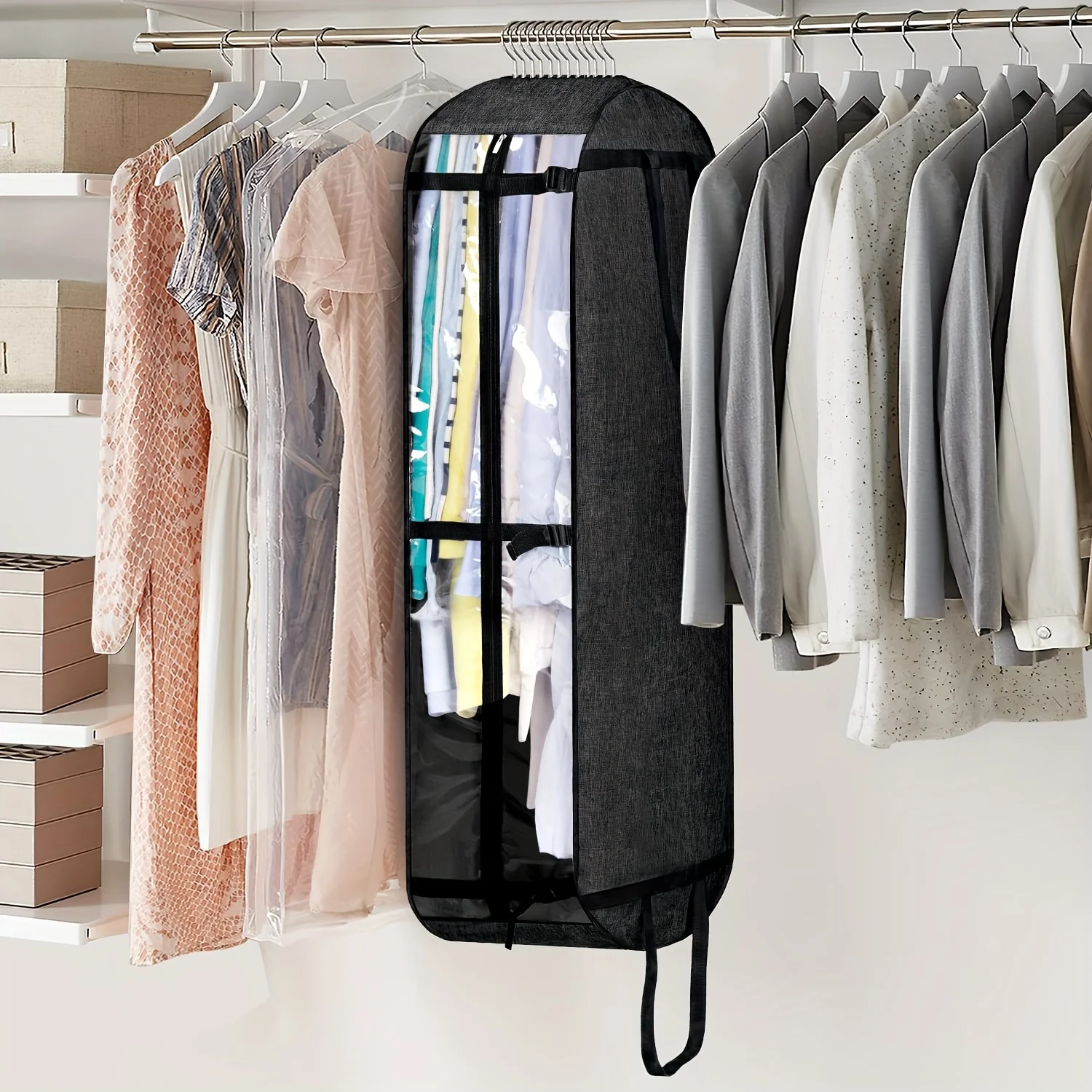 

Folding Storage Clothing Suit Bag Hanging Bag Wardrobe Storage Bag Moving Bag Coat Jacket Shirt Clothing Collar Storage Bag