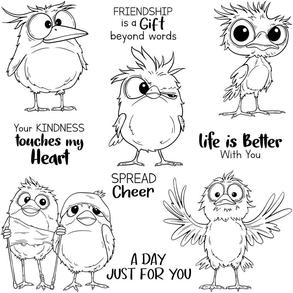 Mangocraft Cute Cartoon Funny Birds Cutting Dies Clear Stamp DIY Scrapbooking Metal Dies Silicone Stamp For Cards Albums Decor