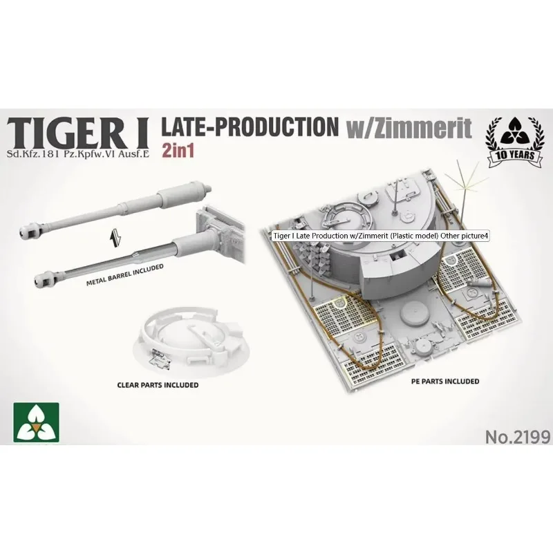 TAKOM 2199 Escala 1/35 Tiger I Tate Production com kit de modelo de plástico Zimmerit