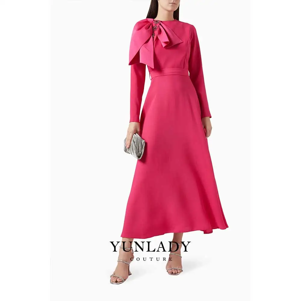 

YUNLAN Luxury Purple Dubai Mother of the Bride Rhinestone Evening Gown 2026 Muslim Formal Occasion Guest A-line Party Dress