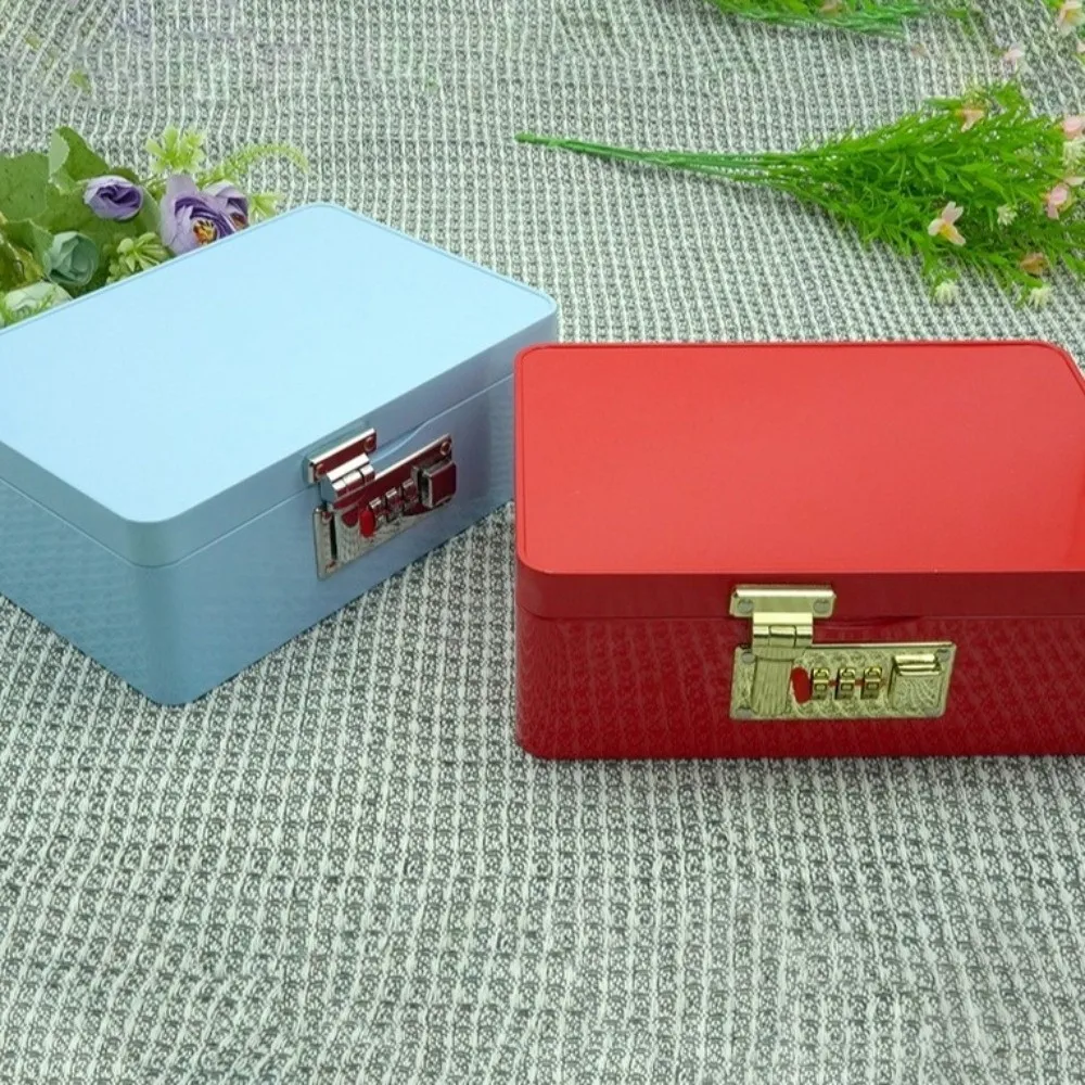 

Combination Lock Password Lock Storage Box Metal Construction Flip Top Design Storage Iron Box Initial Password