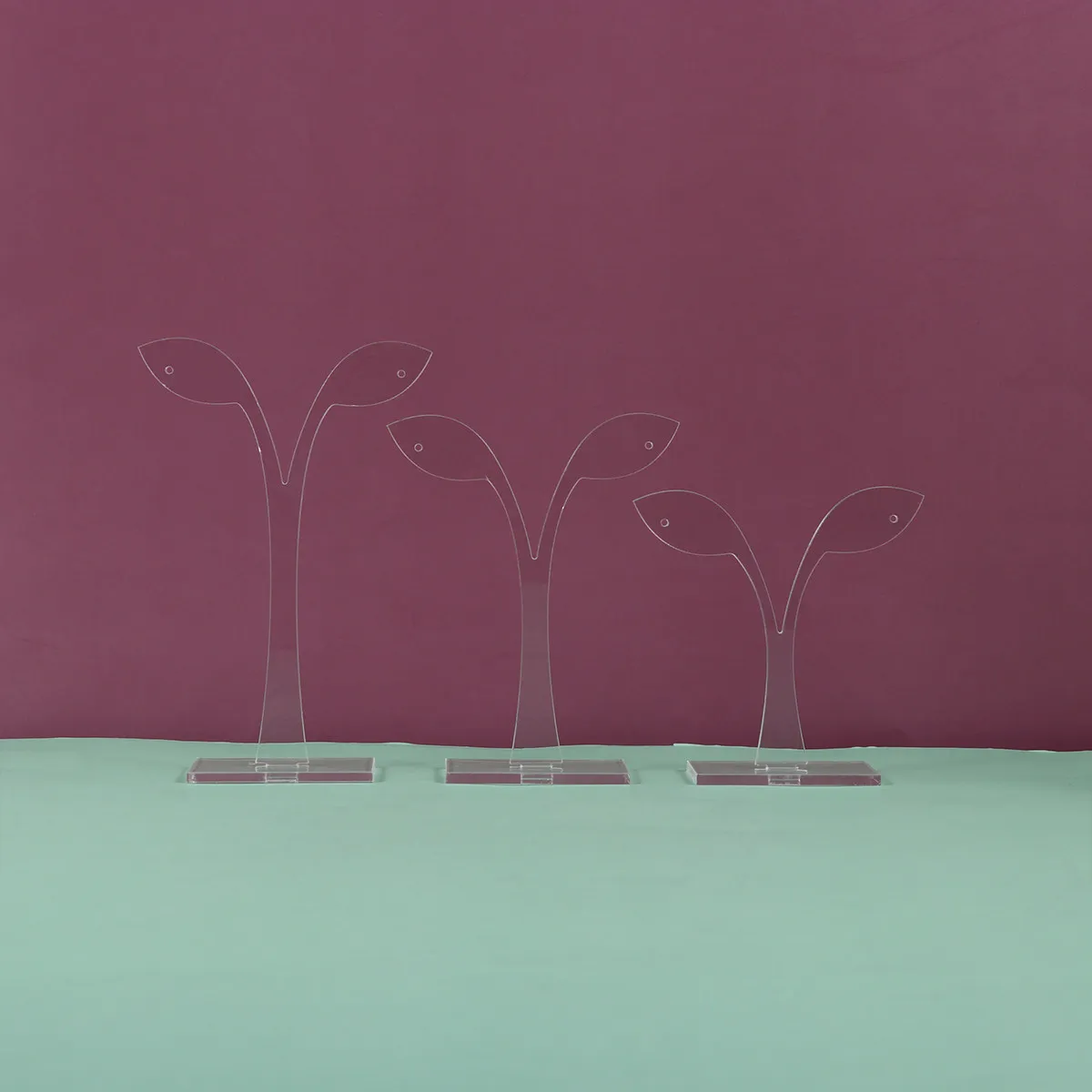 

6Pcs Premium Acrylic Earring Display Stand Stylish Leaf Pattern Jewelry Display Rack for Studs Easy Clean Home Decor