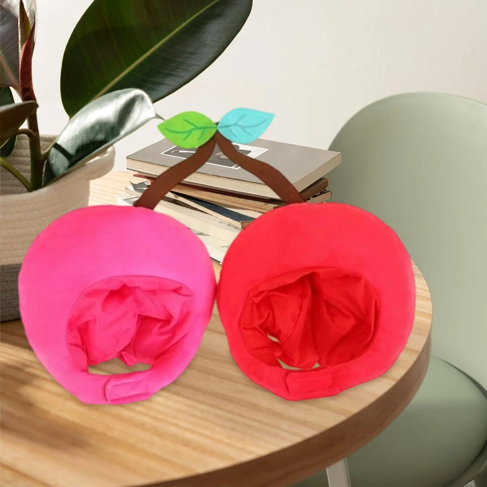 Chapeau cerise pour adultes et enfants, couvre-chef mignon en peluche à Double tête pour Festival de carnaval, mascarade de remise de diplôme, fournitures de fête
