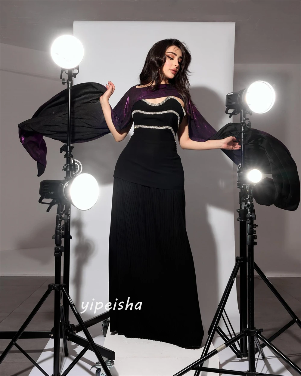 Satin Beading Christmas A-line O-Neck Bespoke Occasion Dress Floor Length