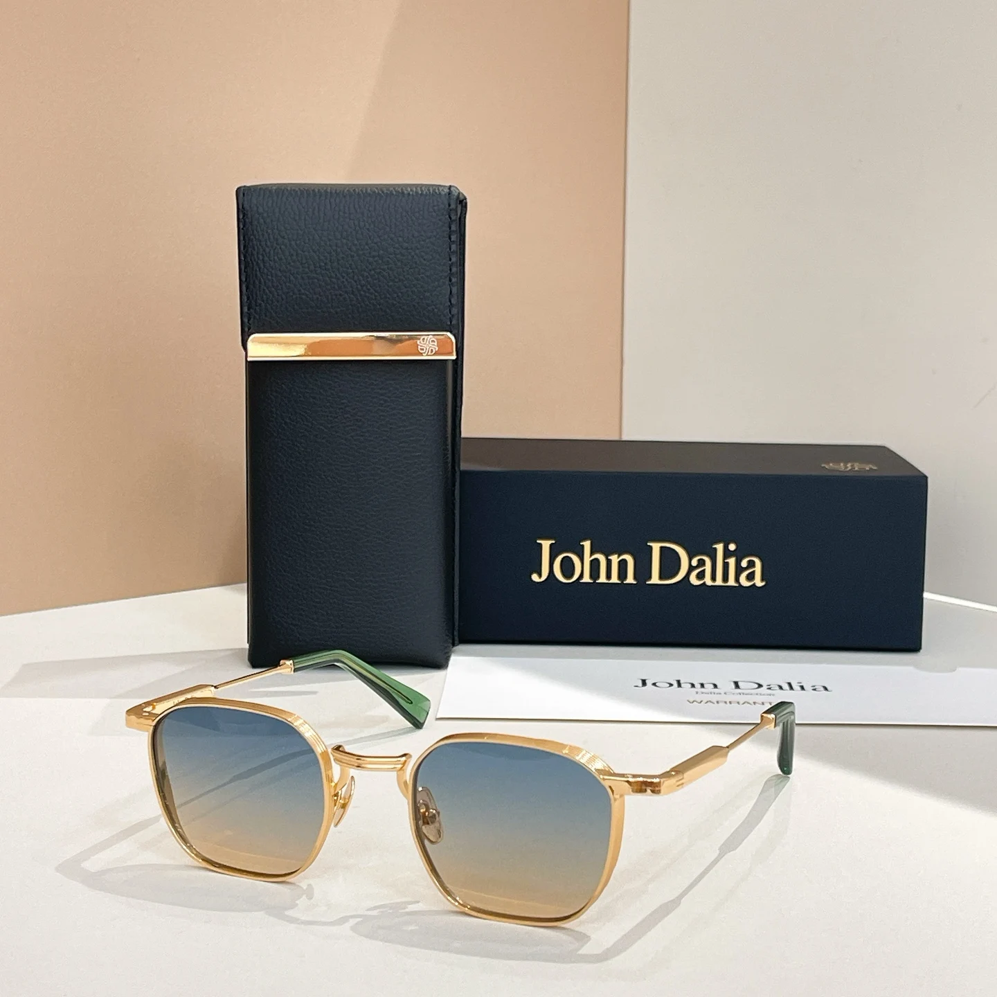 

Original For JOHN DALIA JD LEO Gradient Driving Anti-Glare Men Sunglasses Classic Gold Alloy Frame Popular Women Couple Eyewear