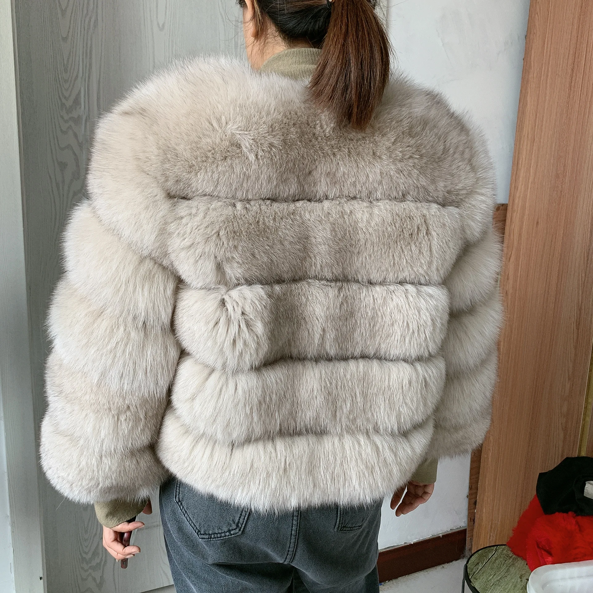 New Real Fox Fur Coat Women's Winter Warm 100% Natural Fur Jacket Short Raccoon Fur Coat Women's High Quality Hot Sale