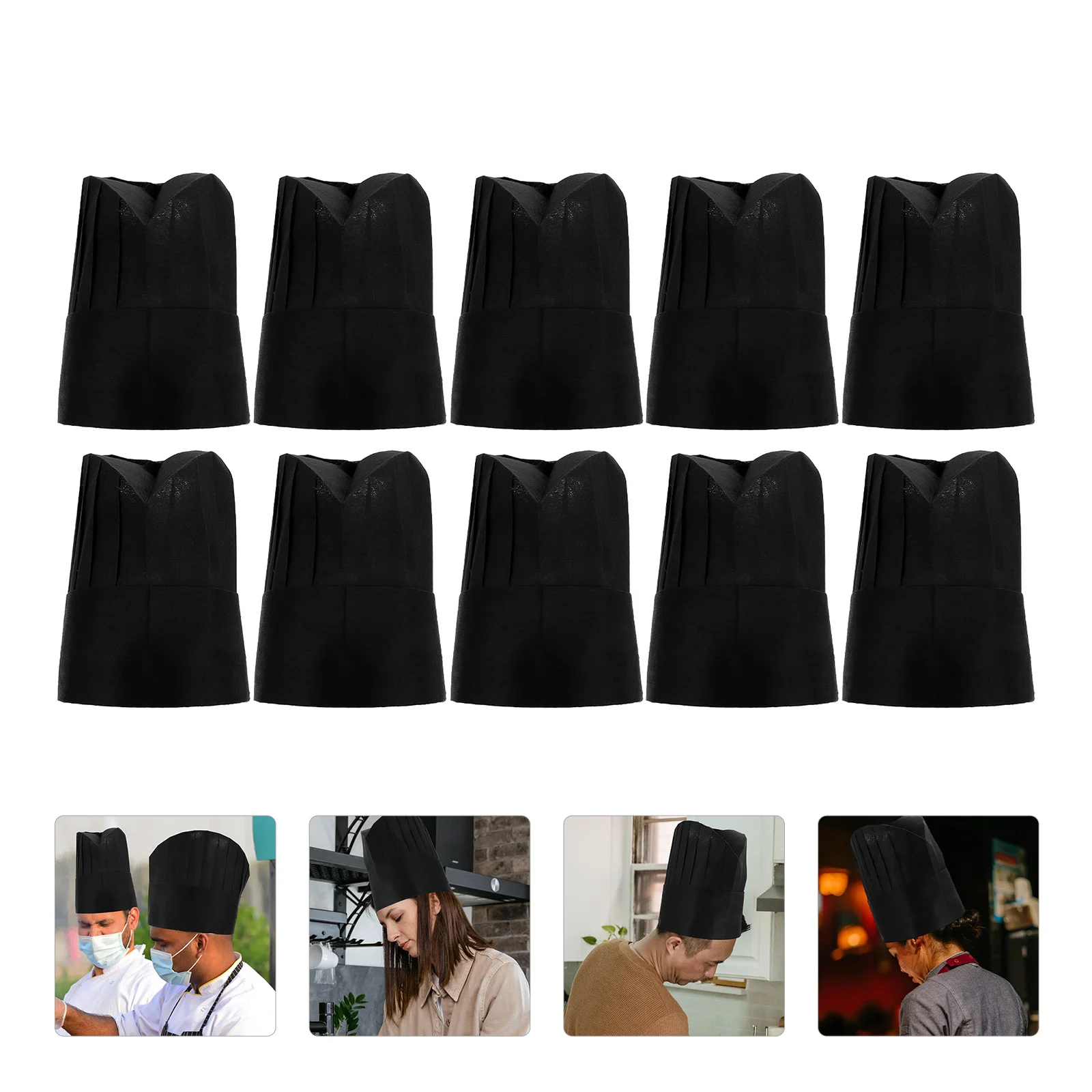 

10 Pcs Chef Hat Hats Simple Catering Restaurant Sweating Prevention Cooking for Kitchen Non-woven Fabric Working Uniform