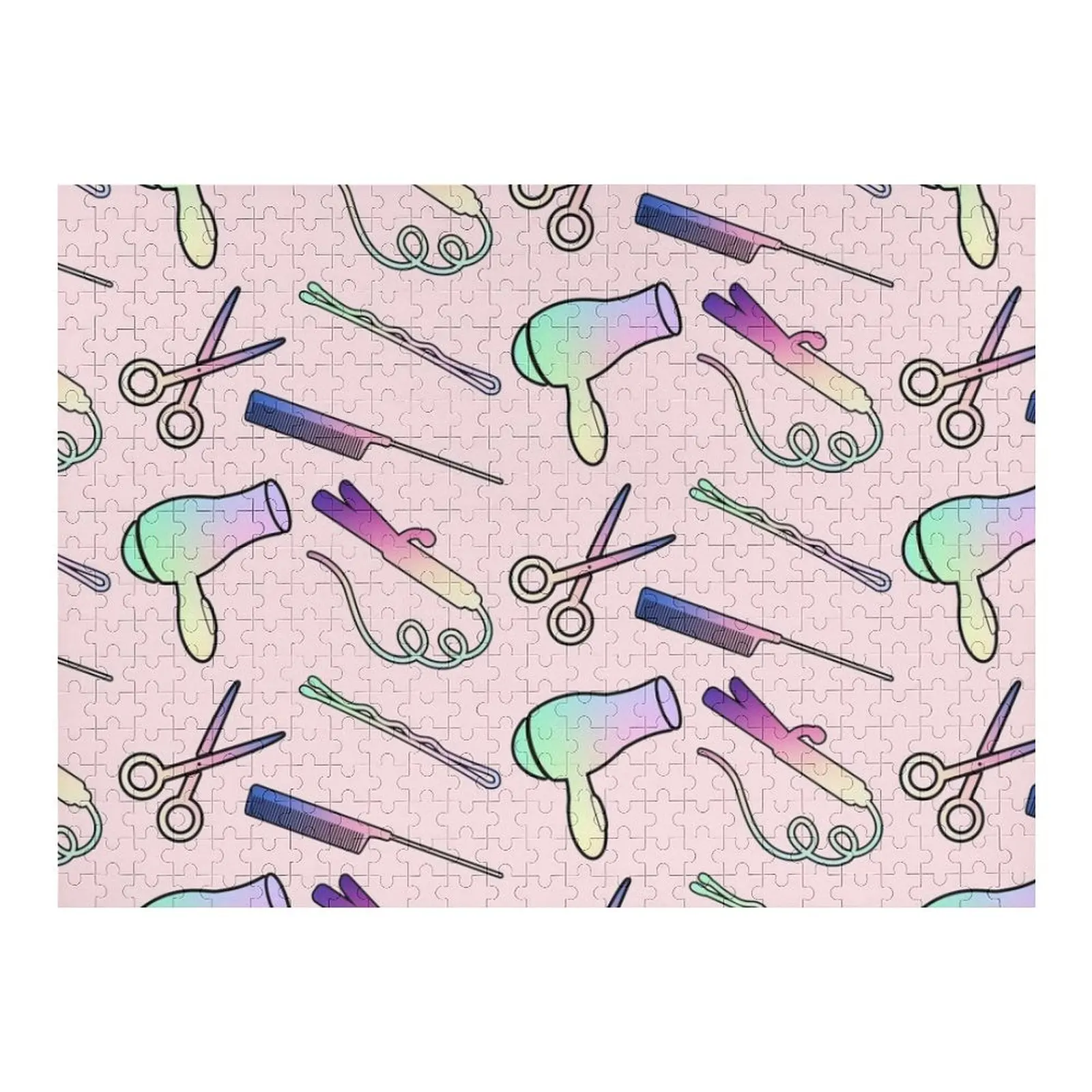 

Hairstylist and hair dresser tools pattern. Sticker pack with hair tools Jigsaw Puzzle Baby Wooden Wooden Decor Paintings Puzzle