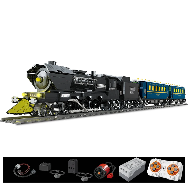 IN STOCK MOC Electric Oriental Train Building Blocks Assembling Steam Locomotive Bricks Model Toys for Boys Birthday Gift Set