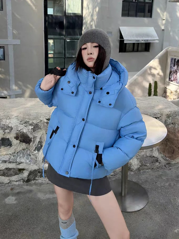 الشتاء نفخة مقنعين قصيرة الصلبة أسفل سترة الإناث سستة رشاقته الدافئة السترات النساء الأبيض بطة أسفل مقاوم للماء باركر أبلى