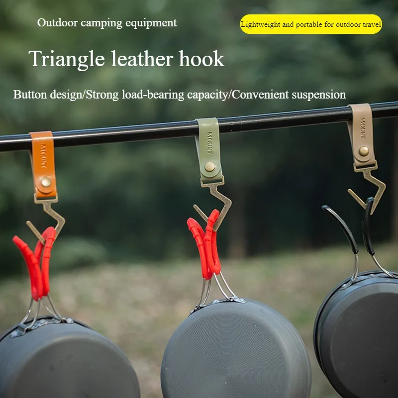 Açık Kamp Ekipmanları Deri Metal Kanca Kamp Aksesuarları S-şekilli Anahtar Üçgen Raf Çamaşır İpi Fener Çok Aracı