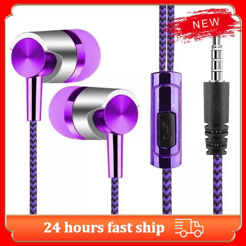 Wear-resistant Universal High Quality Durable Strong Tangle-free Stylish Nylon Rope Earphones Phone Noise-canceling Wired In-ear