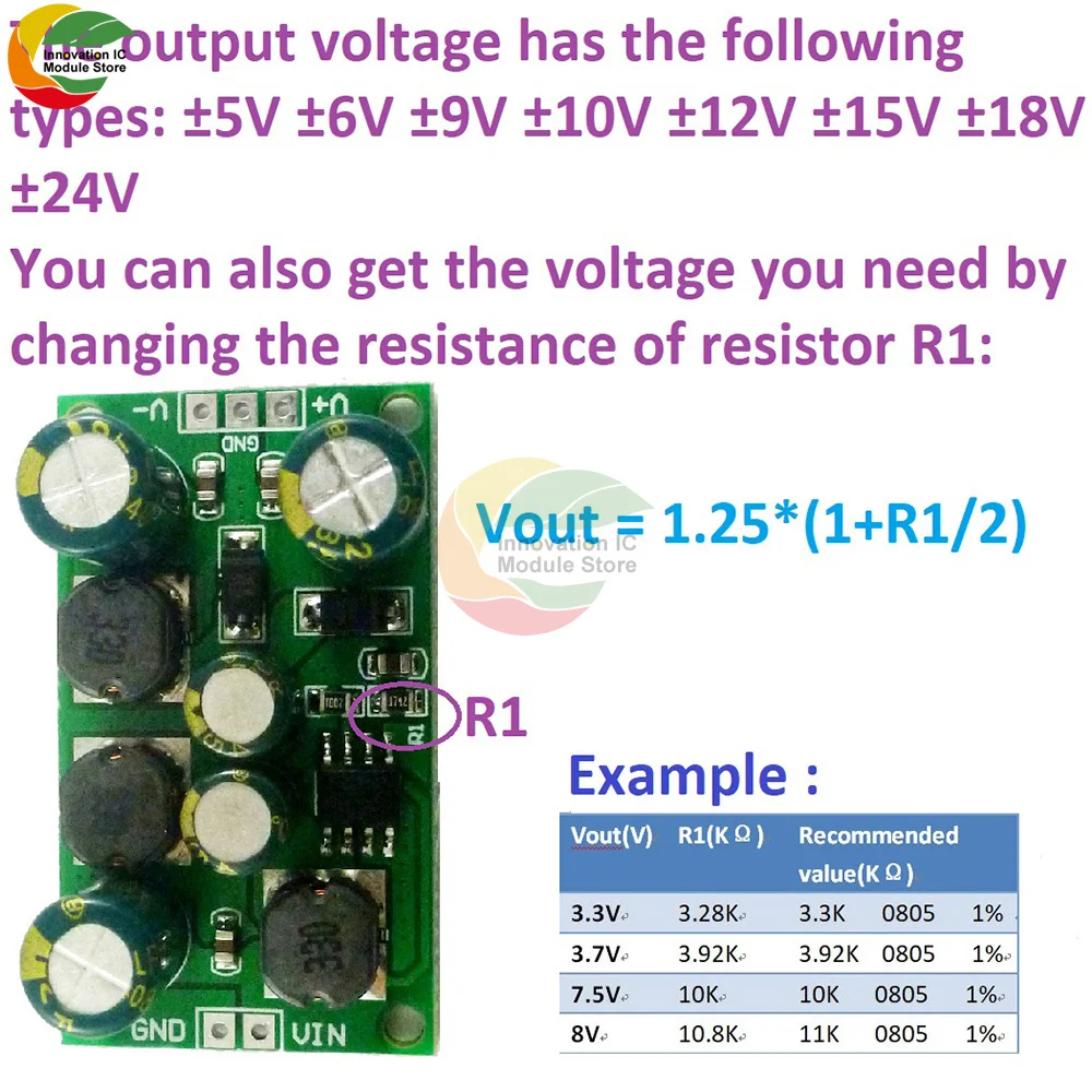 DC-DC Voltage Converter Boost Buck Module Positive and Negative Voltage Dual Output 3-24V to 5V 6V 9V 10V 12V 15V 18V 24V 8W