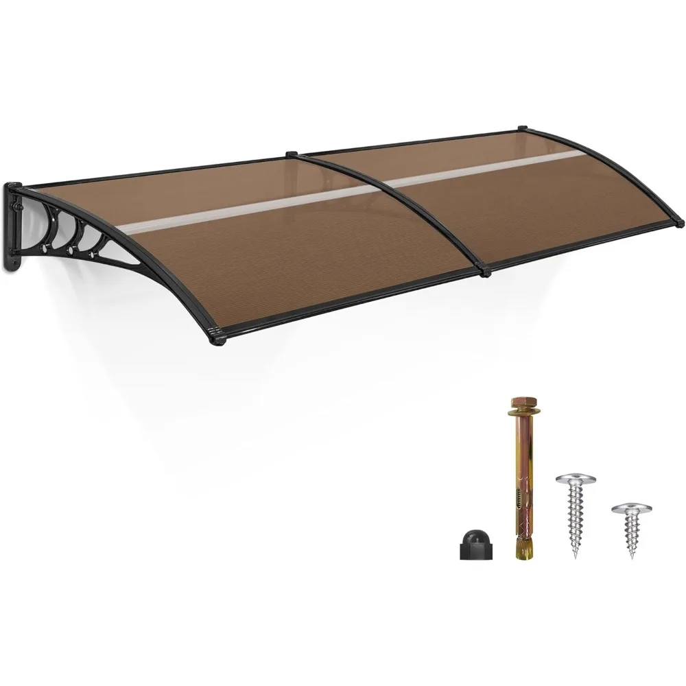 

116 inch / 78 inch / 39 inch Window Awning Outdoor Polycarbonate Hollow Sheet Door Patio Canopy (40''x80'', Dark Brown Canopy/B