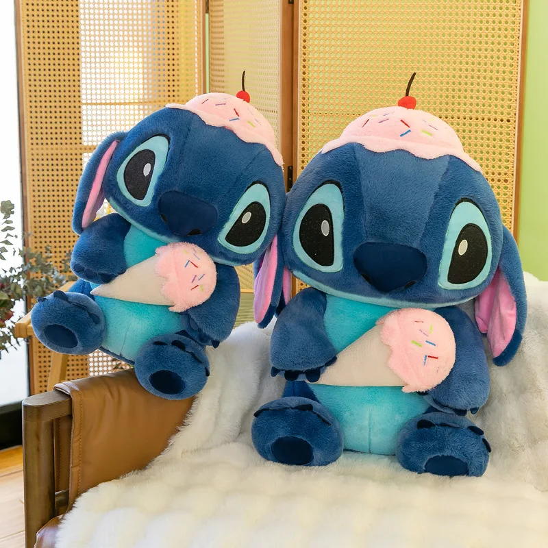 45cm Cute Ice Cream Stitch Plush Toy Girl Sleep Pillow Large Plushies Cloth Doll Children's Birthday Gift