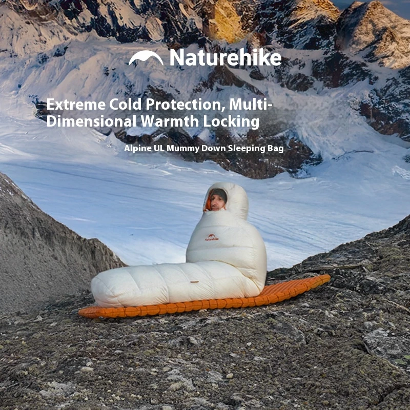

Naturehike, легкий спальный мешок из гусиного пуха для кемпинга на открытом воздухе, альпийский UL, водоотталкивающий для экстремального холода, сохраняет тепло