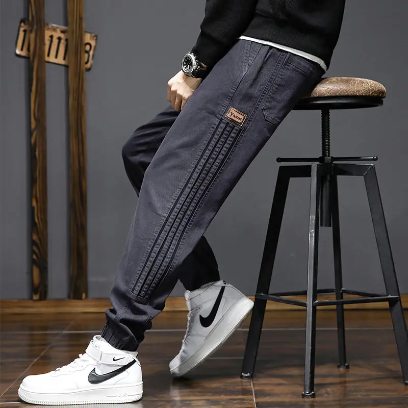 

Men Loose Fit Casual Cuffed Jeans Spring Autumn New Haul Pants