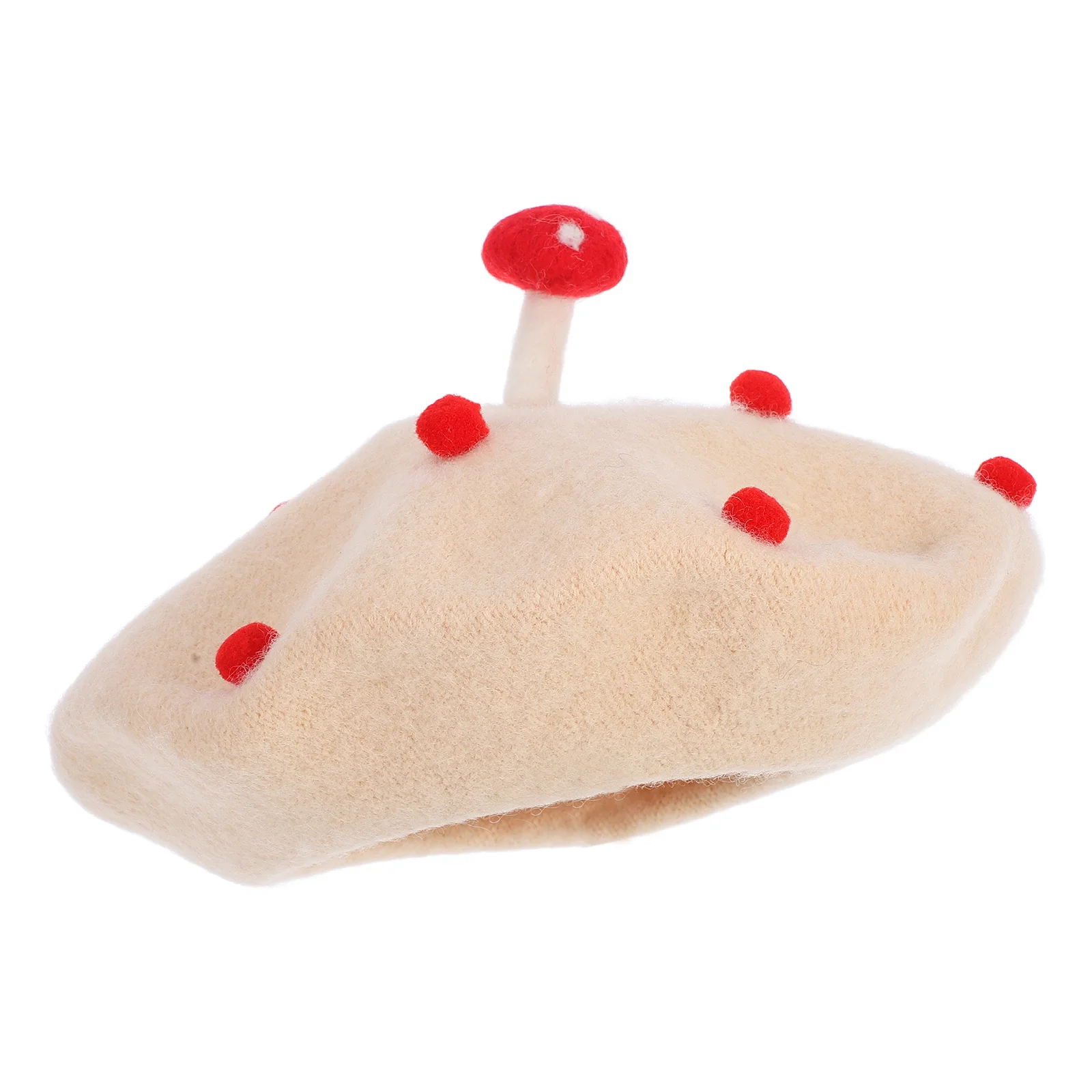 

French Wool Beret Hat Kids Girls 48-52cm Cute Mushroom Beret Painter Artist Beanie Cap Winter Christmas Party Holiday Cosplay