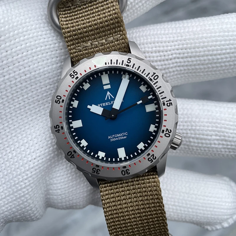 

Мужские автоматические часы STEELDIVE Pilot 40,2 мм, механические наручные часы для дайвинга, водонепроницаемые до 20 бар, с люминесцентным сапфировым стеклом BGW-9, синие, механизм NH35