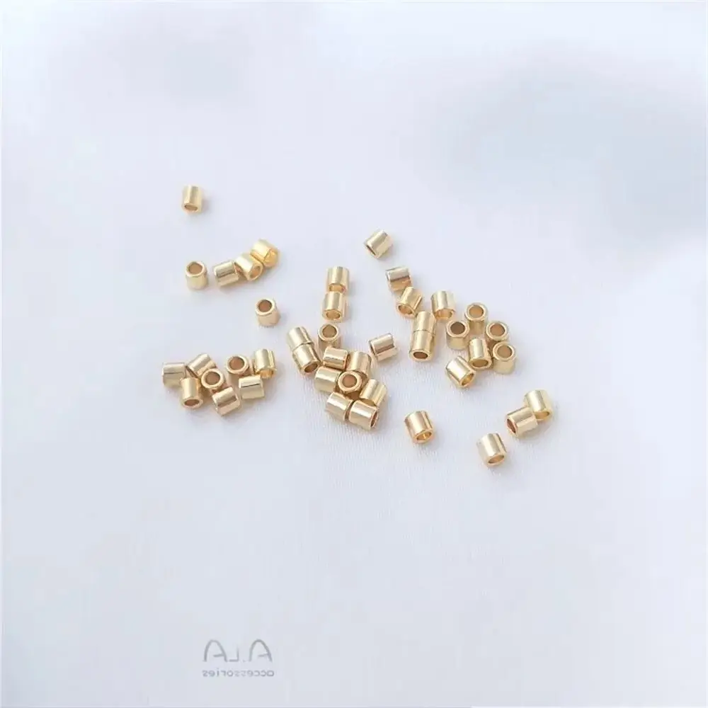 

【Not clip flat】14K gold covered color preservation 2mm thick round tube spacer beads handmade tube beads diy jewelry loose beads