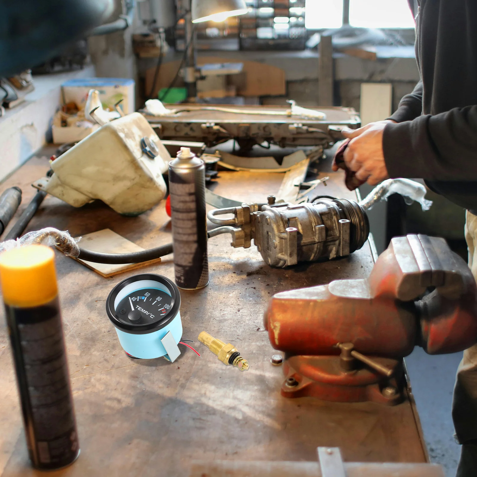 سيارة مقياس درجة حرارة الماء 12 فولت العالمي السيارات مقياس الحرارة الحديد Abs في الوقت الحقيقي رصد لوحة القيادة أداة لوحة عدة ل #6