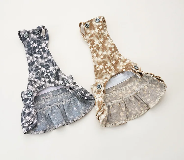 Vestido de mezclilla para perro con falda a capas y arnés ajustable - imagen 4