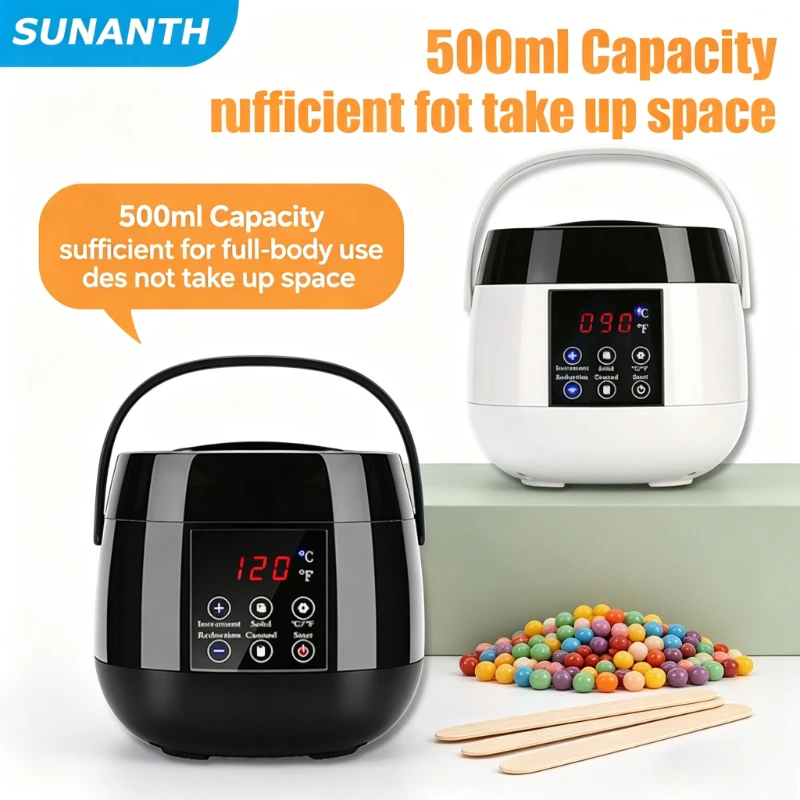 

2026 Hair Removal Wax Machine - 200ml/500ml Wax Beans Paraffin Depilatory Heater Digital Temp Control Wax-melting Pot & Home Use