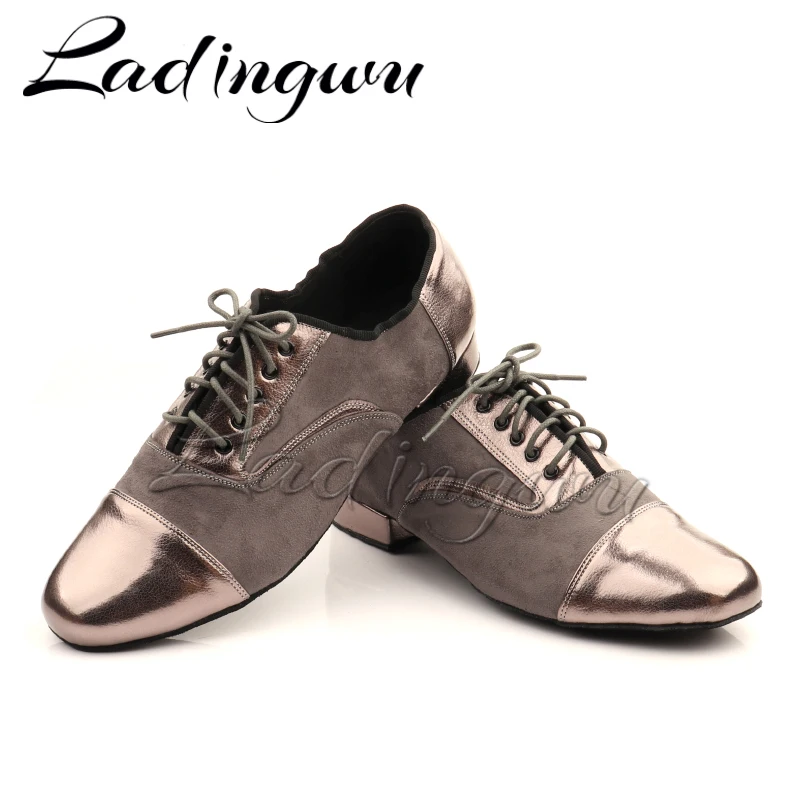 Ladingwu Men Dance Shoes Latin Ballroom dance shoes Modern Indoor Shoes Men Tango Shoes Dance Sneaker For Boy heeled 2.5cm