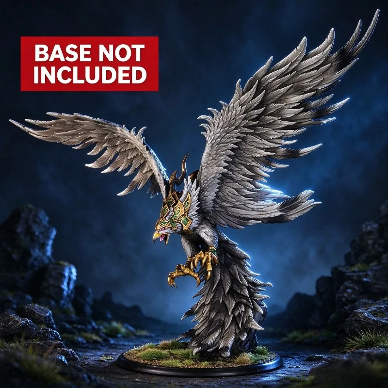120mm Base War Chess Miniature Series Storm Raptor Resin Model Kit, Unassembled Unpainted Fantasy Creature Figurine, Tabletop