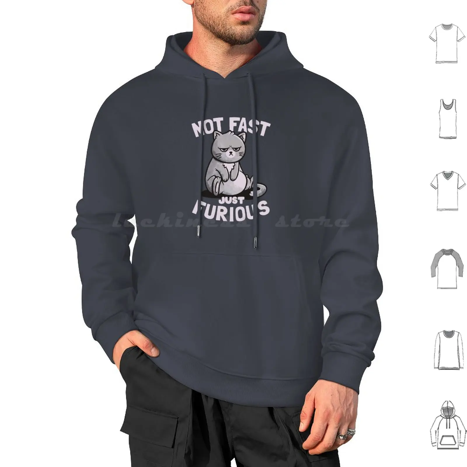 Not Fast Just Furious Cute Funny Cat Gift Hoodies Long Sleeve For A Cat Lover For A Cat Owner Cat Fat Cat Fat Furious