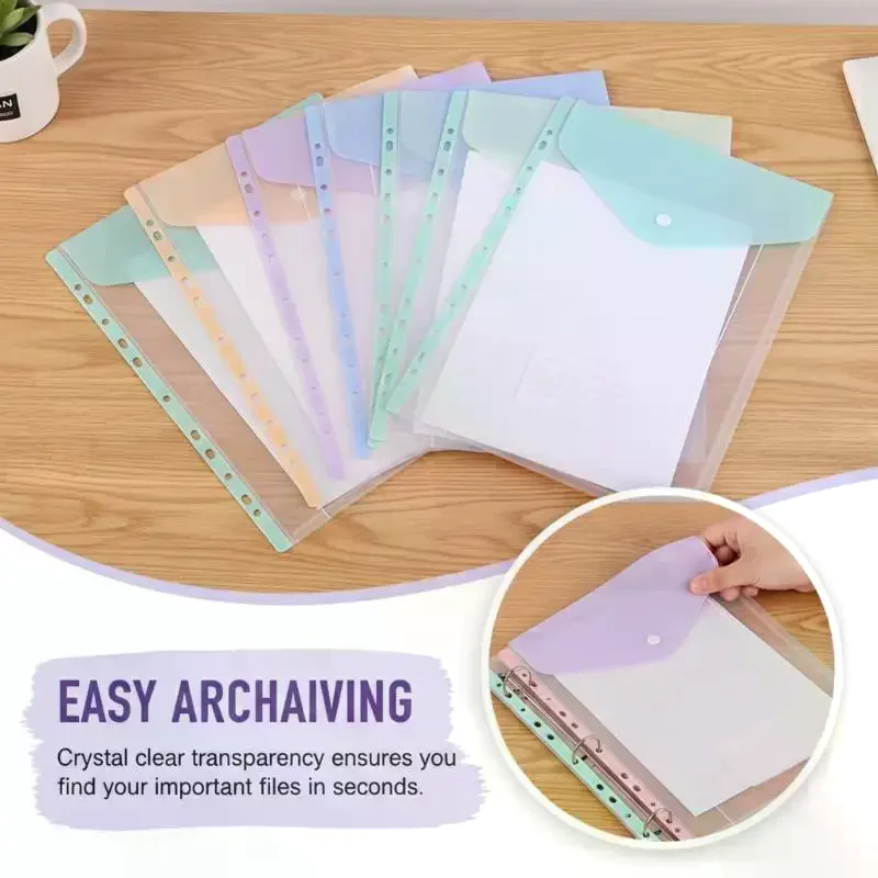 

Прочные пластиковые карманы для документов из полипропилена - прозрачные папки с кнопкой-защелкой для хранения бумаги формата А4