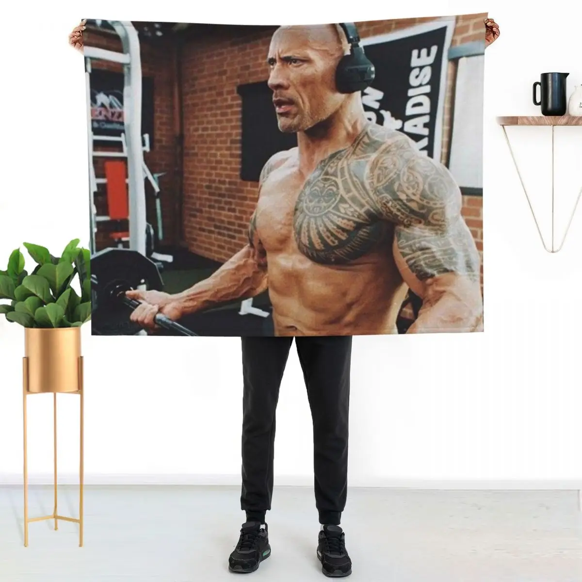 

dwayne the rock johnson gym Throw Blanket Foldable Soft Warm Blanket for Outdoor Use