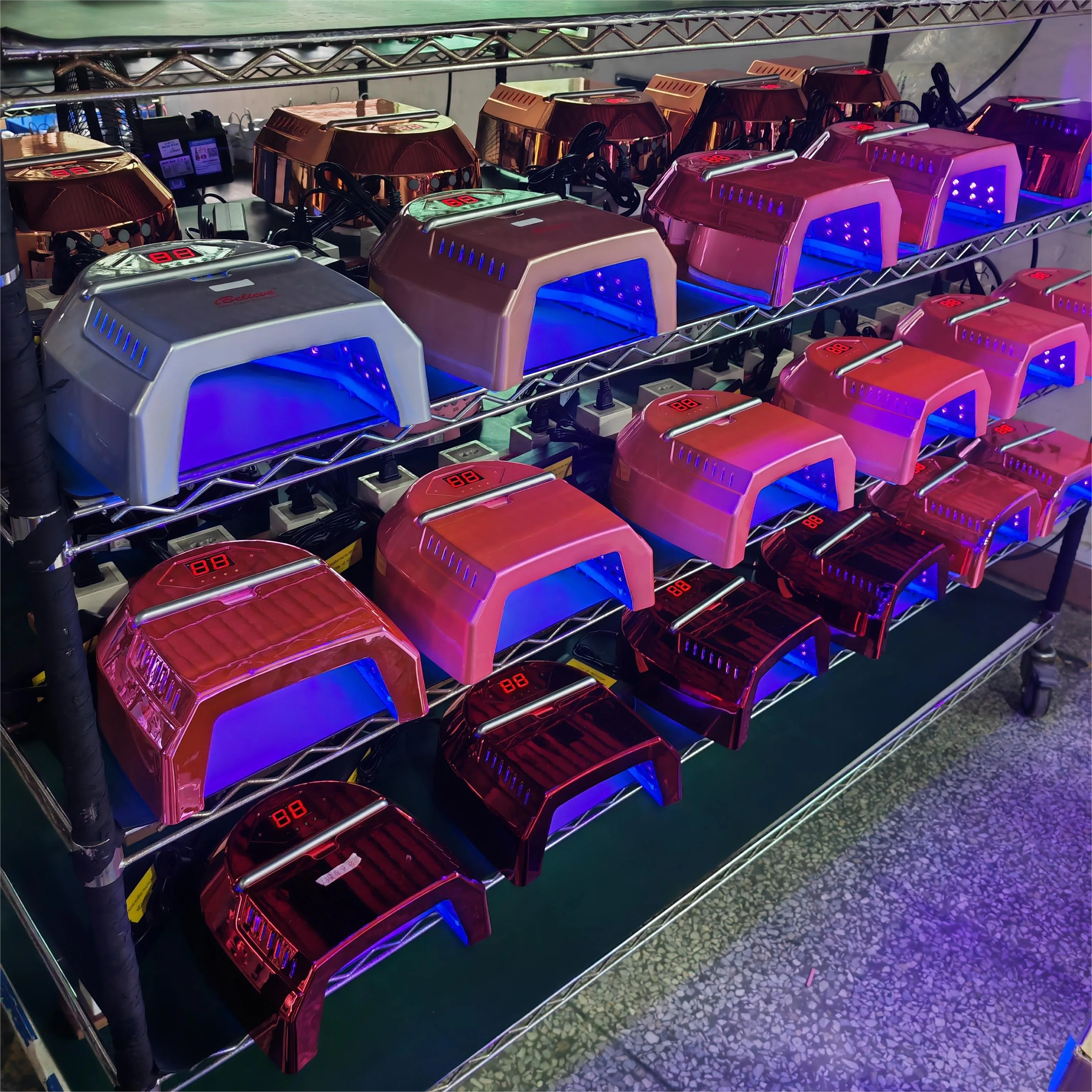 72W Custom Color Pink Black Professional Cordless Pro Nail Dryer Lamp 2 In1 Double Hands Fan UV Led Nail Lamp Rechargeable