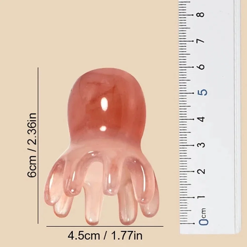 Cute Octopus Scalp Massage Comb (Resin)｜Korean Hair Care, Stress Relief, Anti-Hair Loss, Portable Head Massager for Home&Travel view 5