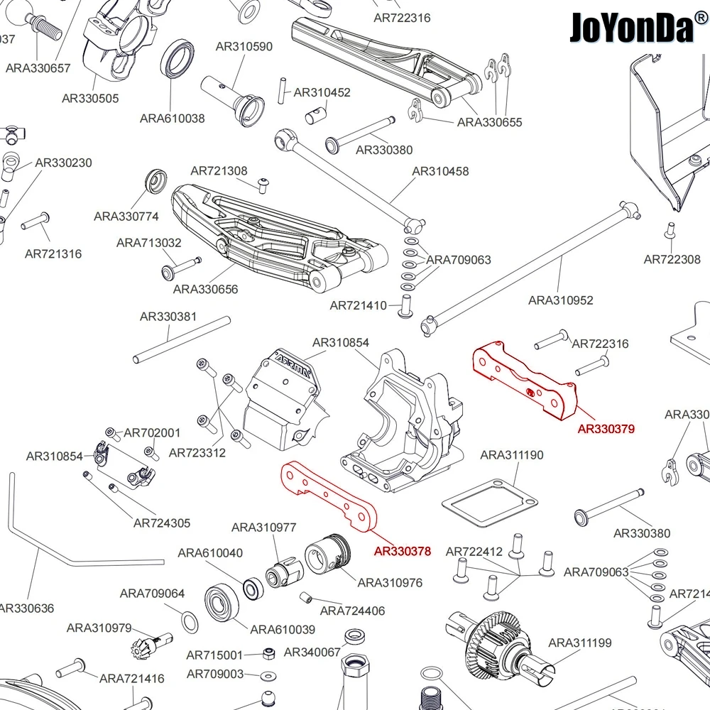 Bloque de fijación de brazo A inferior delantero de aluminio AR, 2 uds. 330378   AR-AR-AR 330379   para RC ARRMA 1/7 MOJAVE 1/8 KRATON TYPHON SENTON TALION LIMITLESS
