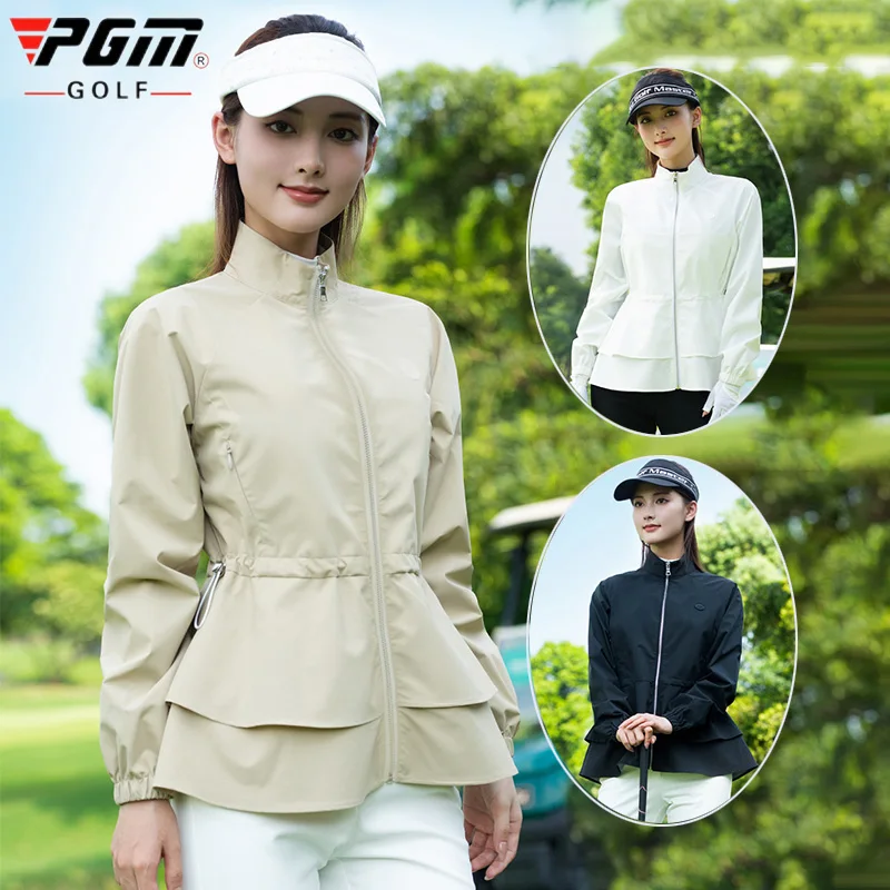 

PGM New Golf Jacket Women Waterproof Slim Coats Long Sleeve Windproof Rope Sports Trench Coat Ladies Soft Golf Windbreakers