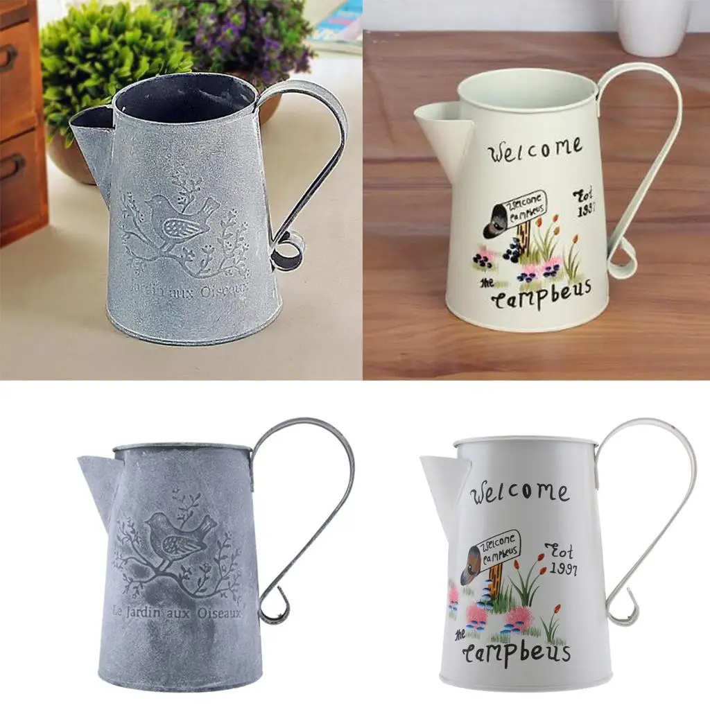 Metal Flower Bucket Iron Plant Holder Vintage Pot Decorative Planter Tub for Home Garden Balcony