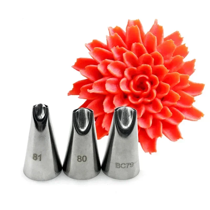 #79#80 #81#401#402#402L Chrysanthemum Pastry Nozzles For Cakes Cream Fondant Piping Tips Tulip Flower Confectionery Nozzle