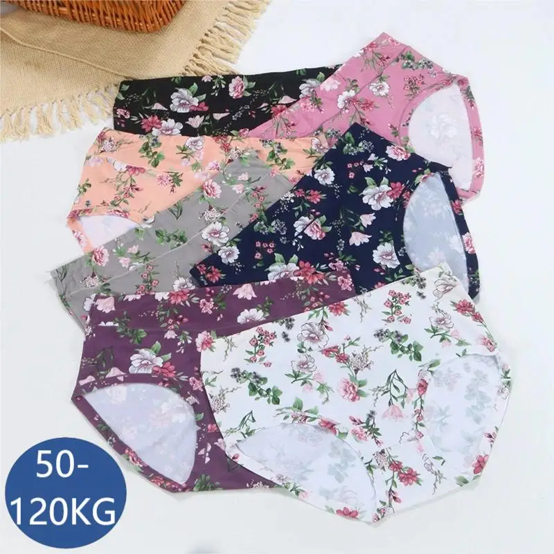 3Pcs 12XL Large Size Lingerie Women\'s Panties Mid Waist Underwear High Elasticity Breathable Floral Breifs Female Sexy Pantys