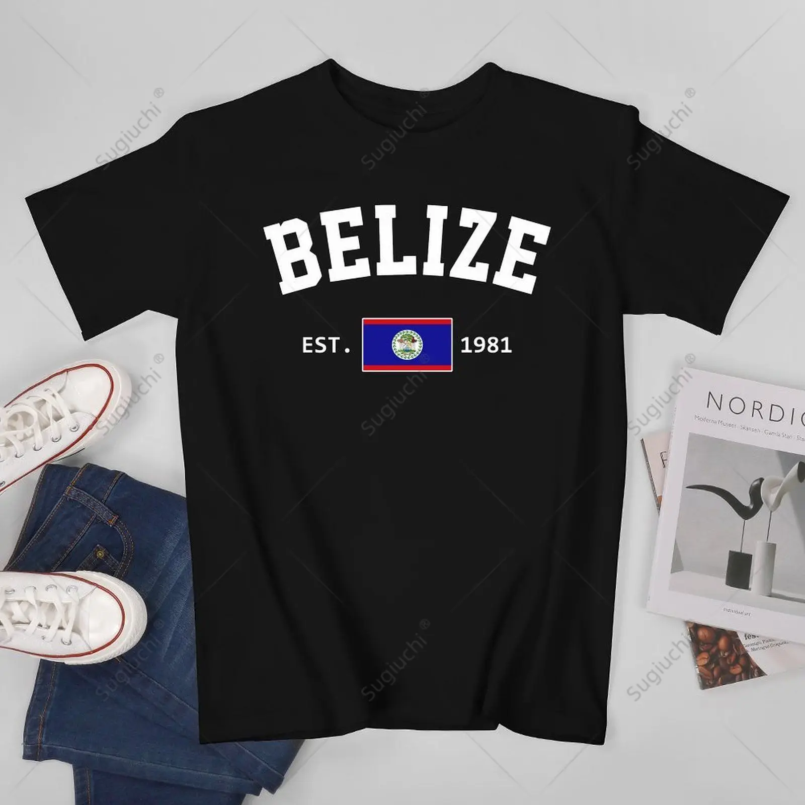 Unisex Men Belize EST.1981 Independence Day Tshirt Tees T Shirts Women Boys 100% Cotton T-Shirt