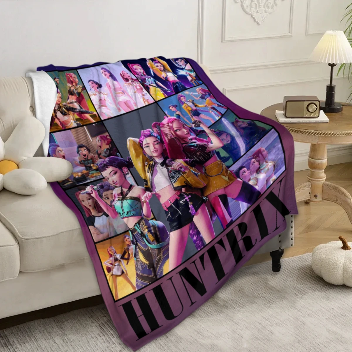

Throw Blanket KPop Demon Hunters Blanket Warm Flannel Blanket for All Season Soft Blanket Air Conditioning Blanket for Boy Girl
