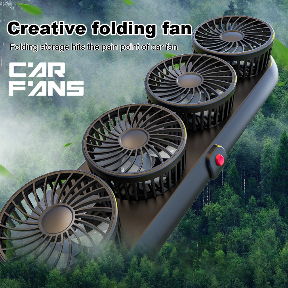 

Portable 4-Head Car Cooling Fan 3 Speed Cooling Air Fan 360 Degree Rotatable for Dashboard SUV RV Truck Sedan