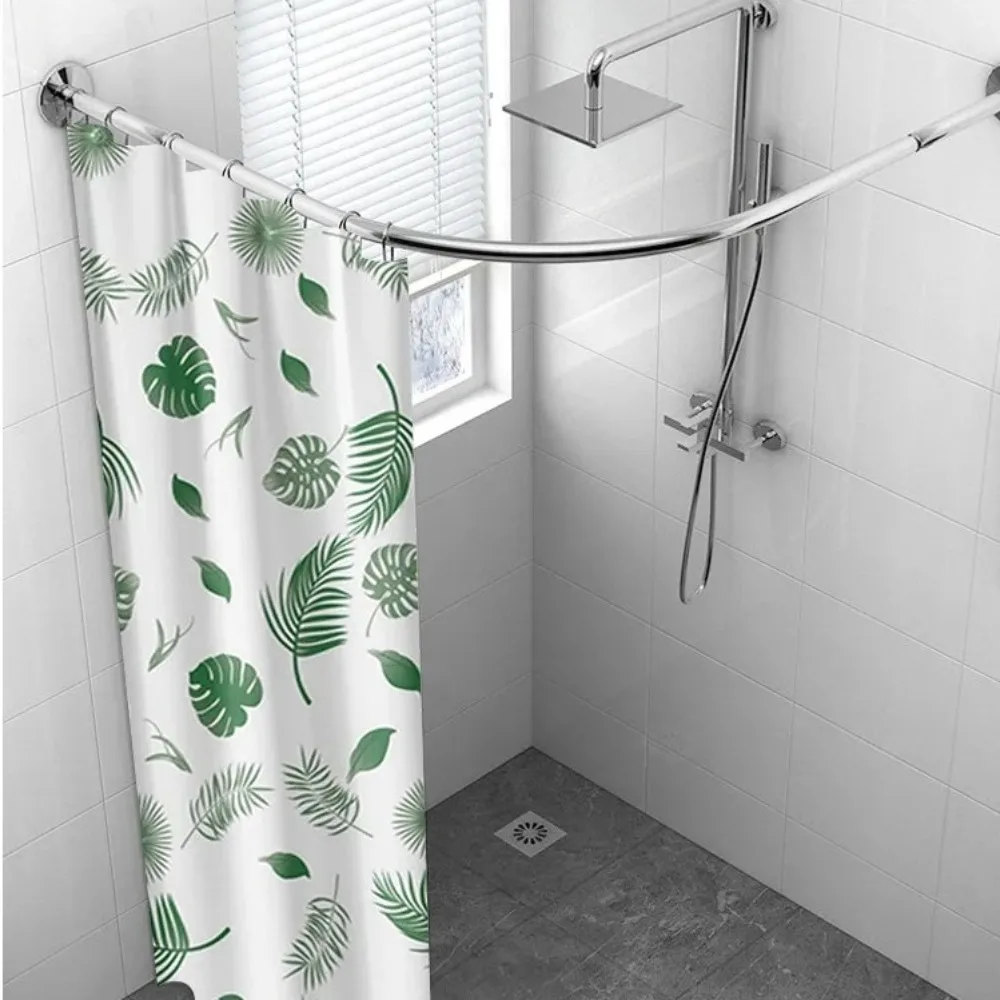 New With Hooks Shower Curtain Waterproof Printing Bathroom Curtain Polyester S Fold Wavy Window Tulle Bathroom