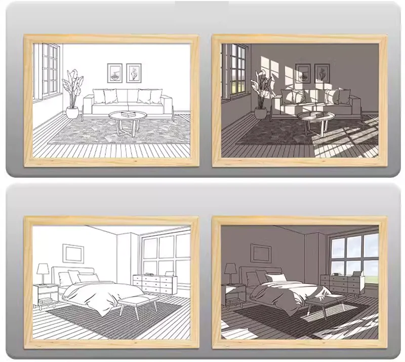 Creativity Night Light Simulation Gift Sunset Mood Photo Frame Lamp INS Anime Painting Led Lights Decoration Lighting