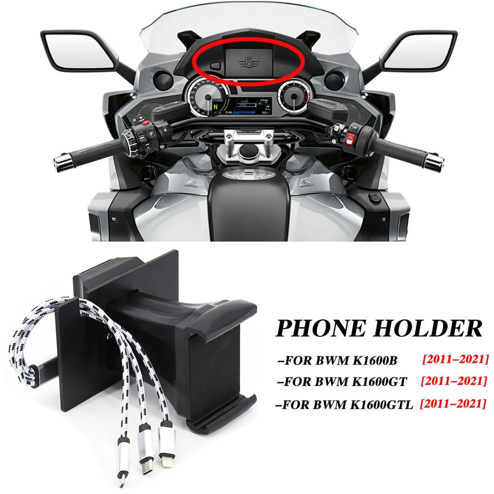 

2021 Mobile Phone Navigation Bracket USB Support Holder Lossless Installation Fits For BMW K1600GT K1600GTL K1600B 2011-2021