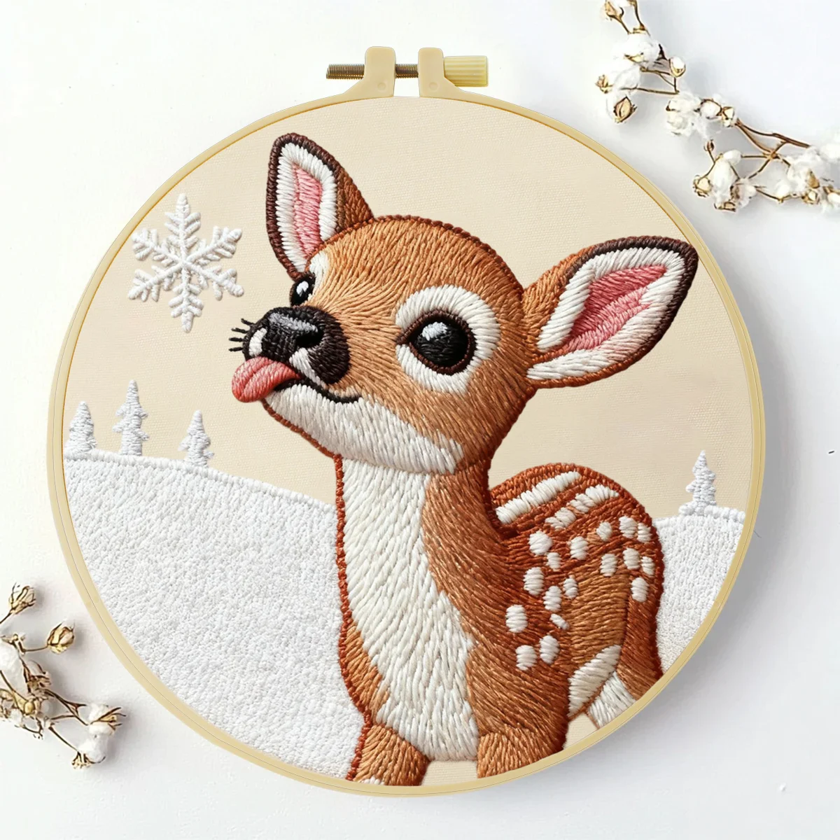 1 Stück 20X20CM/15X15CM 7,87/6,3 Zoll Hirsch-Stickerei-Starter-Kit DIY-Kit DIY-Stickerei-Set für Anfänger Heimdekoration – Detail 3