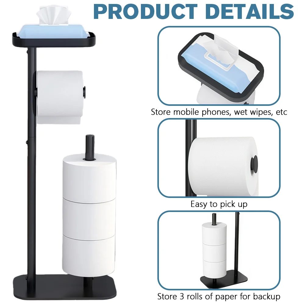 

Standing Tissue Paper Holder Stainless Steel Bathroom Roll Storage Rack for Bathroom and Toilet Use