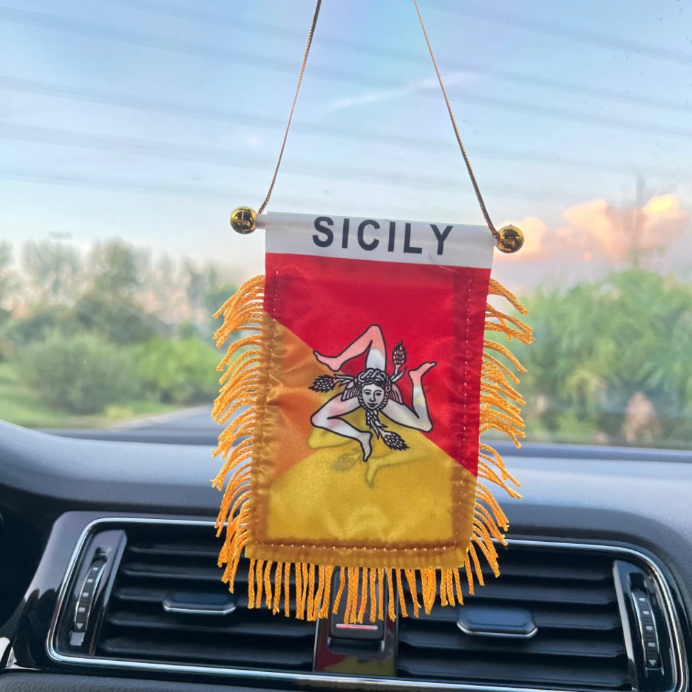 Banderín de Sicilia triskelion – Colgante poliéster para coche - imagen 3
