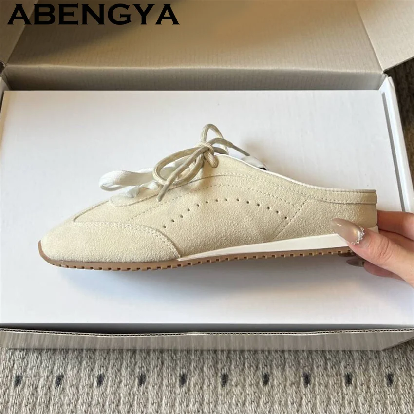 Women's Lace Up Casual Flat Slippers Summer Breathable Comfortable Running Slippers Oxfords Bottom Lacing Sneakers Shoes Mujer view 4