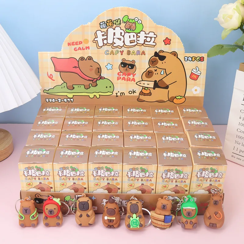 

24 Boxes Of Capibala Blind Box Silly Doll Pendant Cute Cartoon Keychain Children'S Birthday Gift Trendy Play Blind Box Series